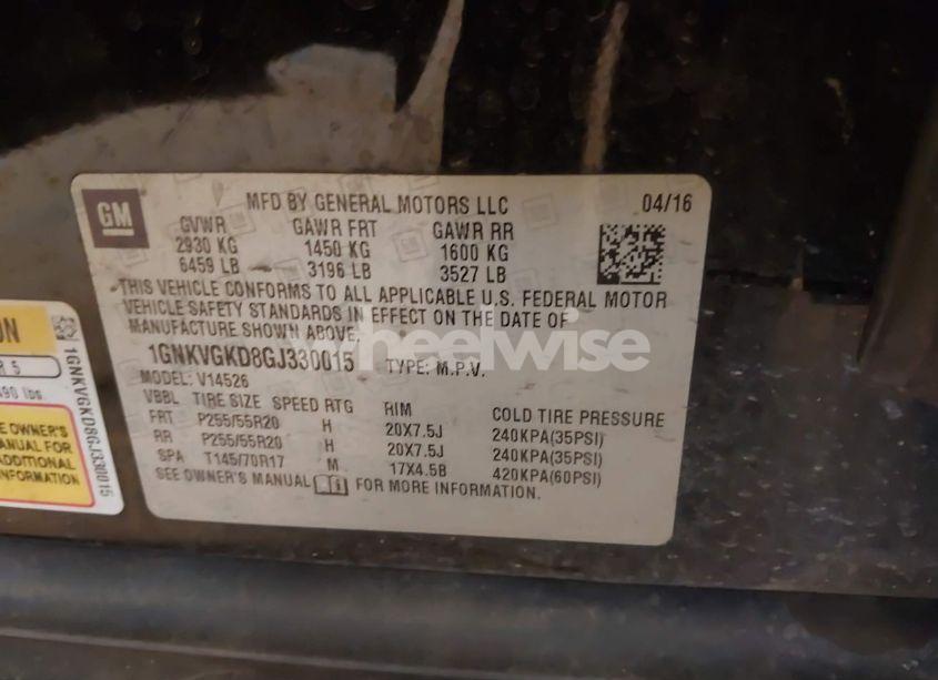 Photo 9 of 2016 Chevrolet Traverse 1LT (VIN 1GNKVGKD8GJ330015)