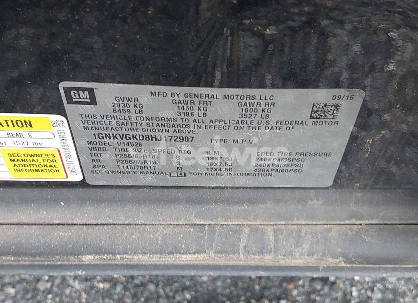 Photo 9 of 2017 Chevrolet Traverse 1LT (VIN 1GNKVGKD8HJ172907)