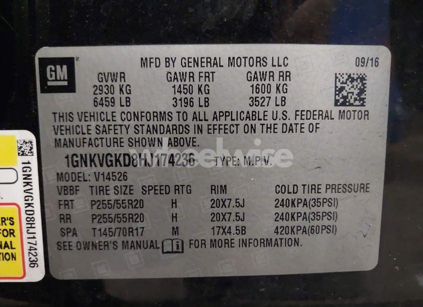 Photo 9 of 2017 Chevrolet Traverse 1LT (VIN 1GNKVGKD8HJ174236)