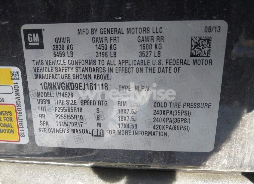 Photo 9 of 2014 Chevrolet Traverse 1LT (VIN 1GNKVGKD9EJ161118)