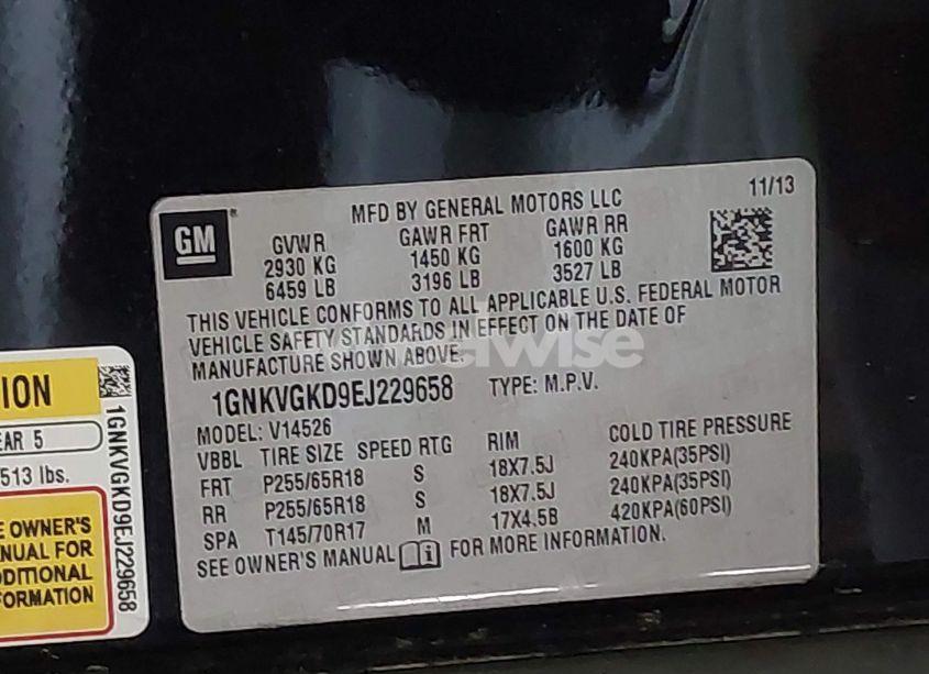 Photo 9 of 2014 Chevrolet Traverse 1LT (VIN 1GNKVGKD9EJ229658)