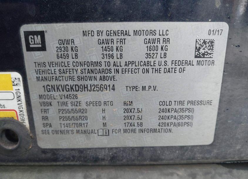 Photo 9 of 2017 Chevrolet Traverse 1LT (VIN 1GNKVGKD9HJ256914)