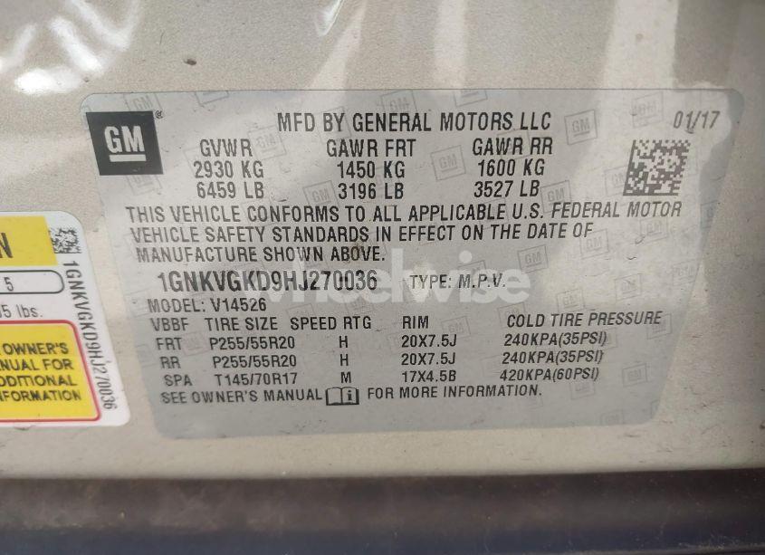 Photo 9 of 2017 Chevrolet Traverse 1LT (VIN 1GNKVGKD9HJ270036)