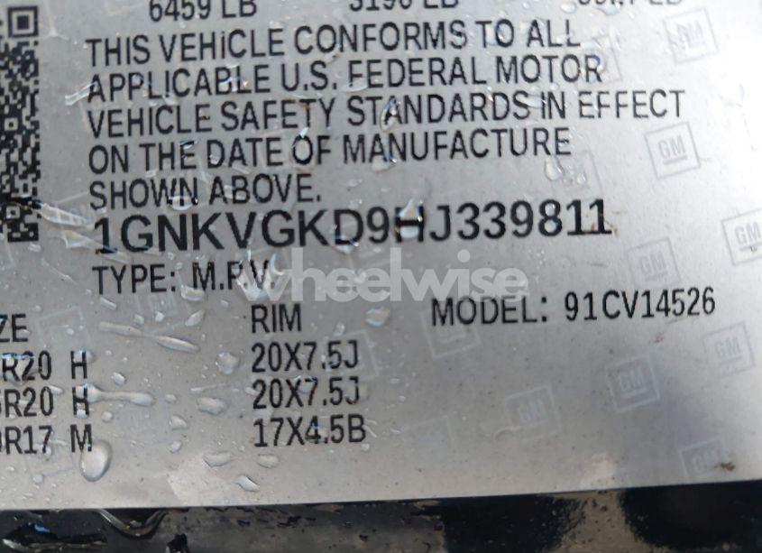 Photo 9 of 2017 Chevrolet Traverse 1LT (VIN 1GNKVGKD9HJ339811)