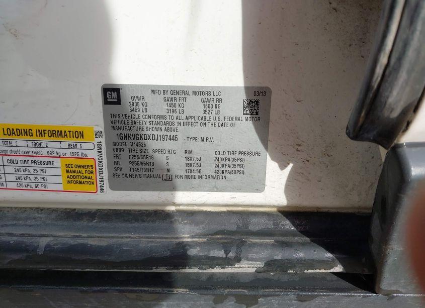 Photo 9 of 2013 Chevrolet Traverse 1LT (VIN 1GNKVGKDXDJ197446)