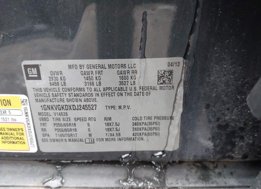 Photo 9 of 2013 Chevrolet Traverse 1LT (VIN 1GNKVGKDXDJ245527)