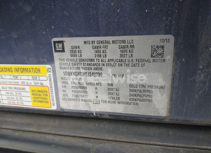 Photo 9 of 2014 Chevrolet Traverse 1LT (VIN 1GNKVGKDXEJ249739)