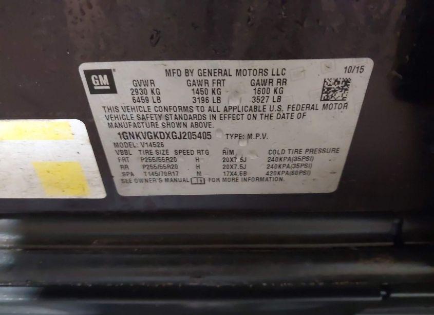 Photo 9 of 2016 Chevrolet Traverse 1LT (VIN 1GNKVGKDXGJ205405)