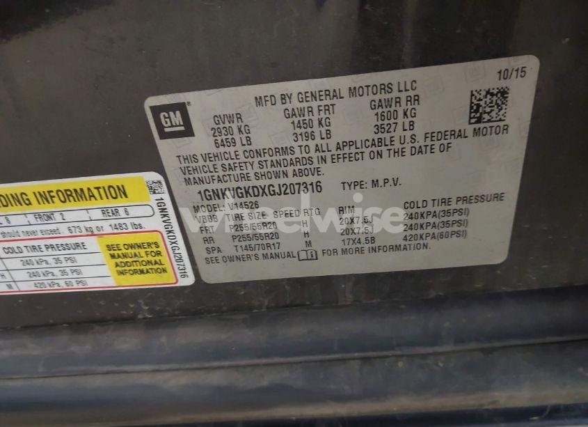 Photo 9 of 2016 Chevrolet Traverse 1LT (VIN 1GNKVGKDXGJ207316)