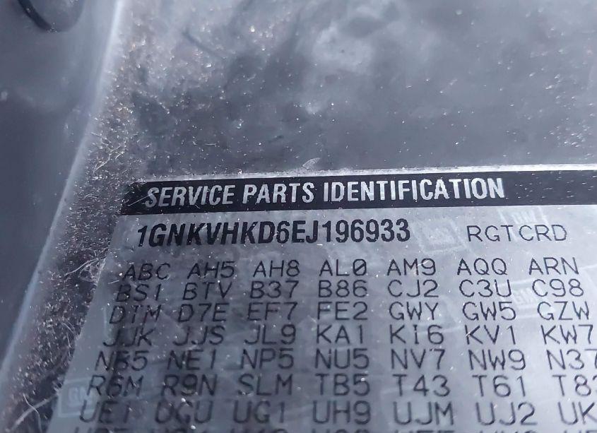 Photo 9 of 2014 Chevrolet Traverse 2LT (VIN 1GNKVHKD6EJ196933)