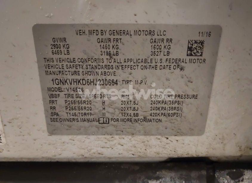 Photo 9 of 2017 Chevrolet Traverse 2LT (VIN 1GNKVHKD6HJ230664)