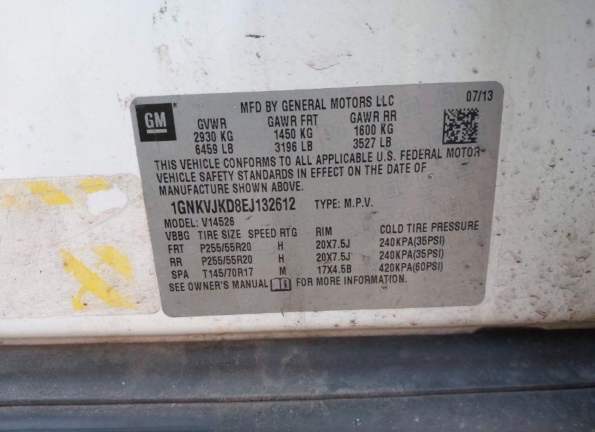 Photo 9 of 2014 Chevrolet Traverse LTZ (VIN 1GNKVJKD8EJ132612)