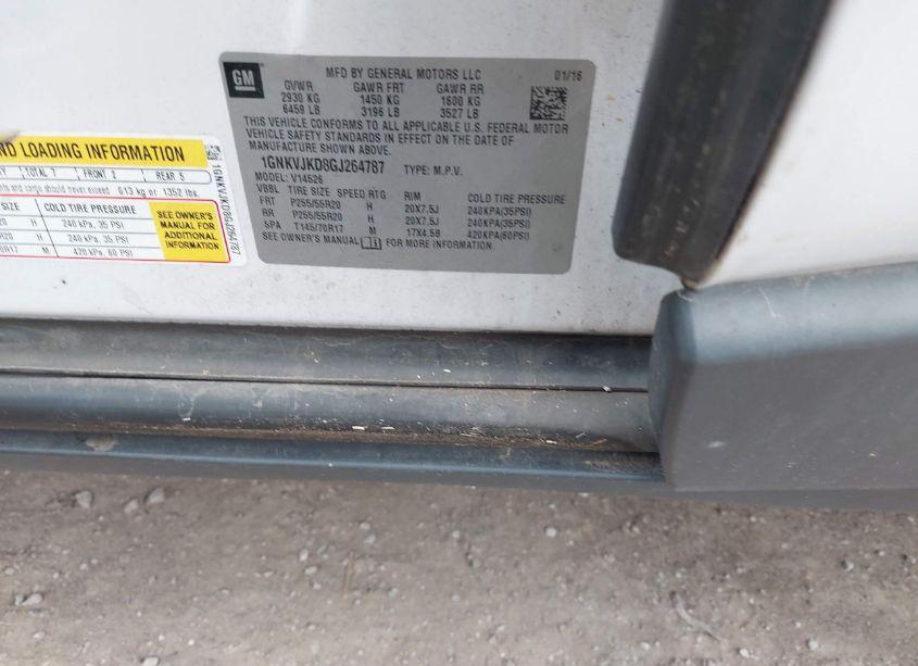 Photo 9 of 2016 Chevrolet Traverse LTZ (VIN 1GNKVJKD8GJ264787)