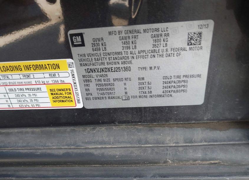 Photo 9 of 2014 Chevrolet Traverse LTZ (VIN 1GNKVJKDXEJ251360)