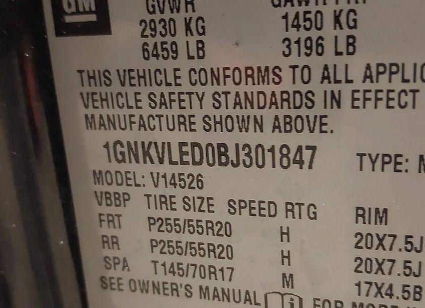 Photo 9 of 2011 Chevrolet Traverse LTZ (VIN 1GNKVLED0BJ301847)