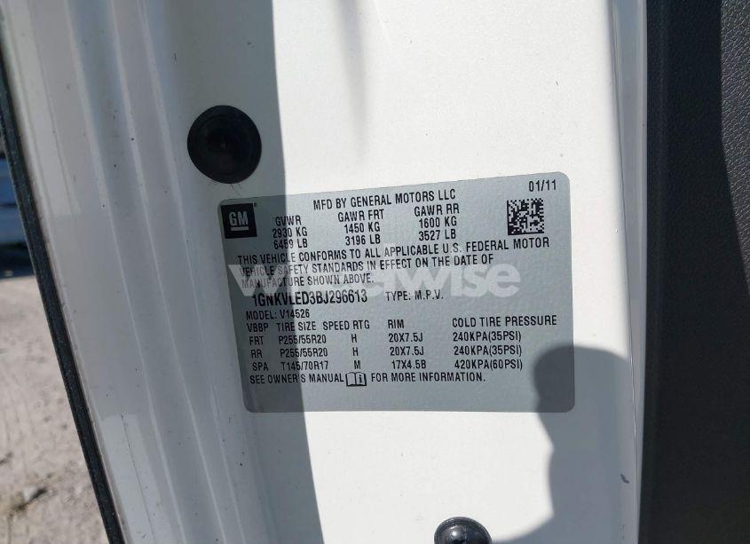 Photo 9 of 2011 Chevrolet Traverse LTZ (VIN 1GNKVLED3BJ296613)