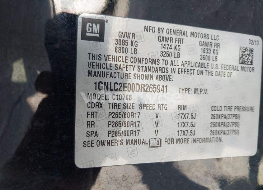 Photo 9 of 2013 Chevrolet Tahoe COMMERCIAL FLEET (VIN 1GNLC2E00DR265941)