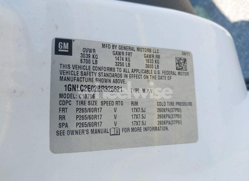 Photo 9 of 2011 Chevrolet Tahoe COMMERCIAL FLEET (VIN 1GNLC2E02BR325621)