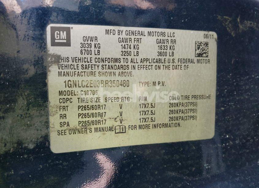 Photo 9 of 2011 Chevrolet Tahoe COMMERCIAL FLEET (VIN 1GNLC2E03BR350480)