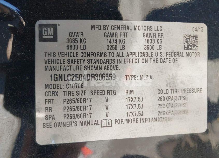 Photo 9 of 2013 Chevrolet Tahoe COMMERCIAL FLEET (VIN 1GNLC2E04DR306359)