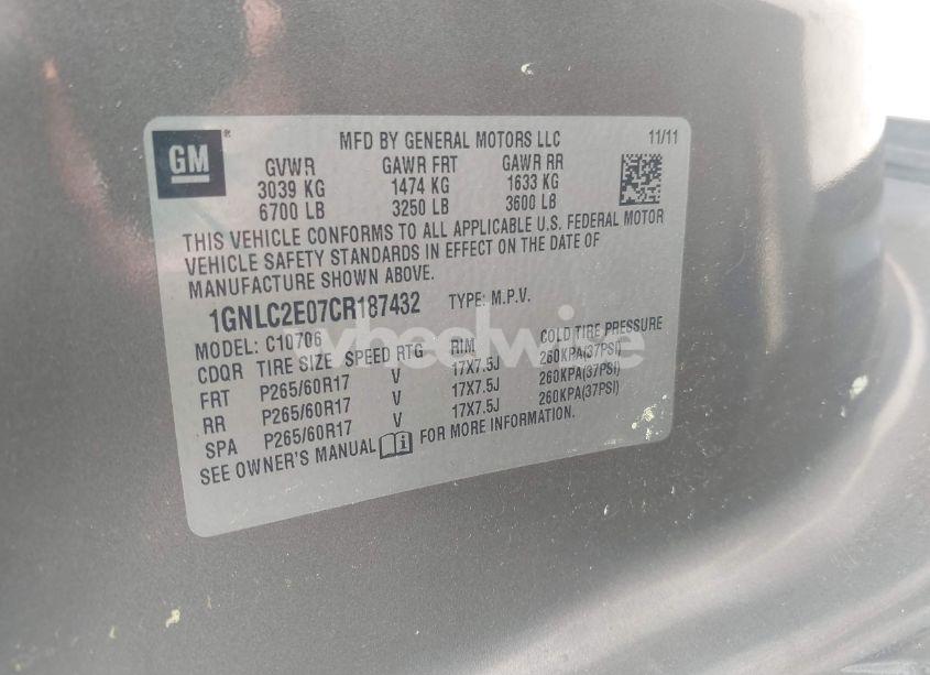 Photo 9 of 2012 Chevrolet Tahoe COMMERCIAL FLEET (VIN 1GNLC2E07CR187432)