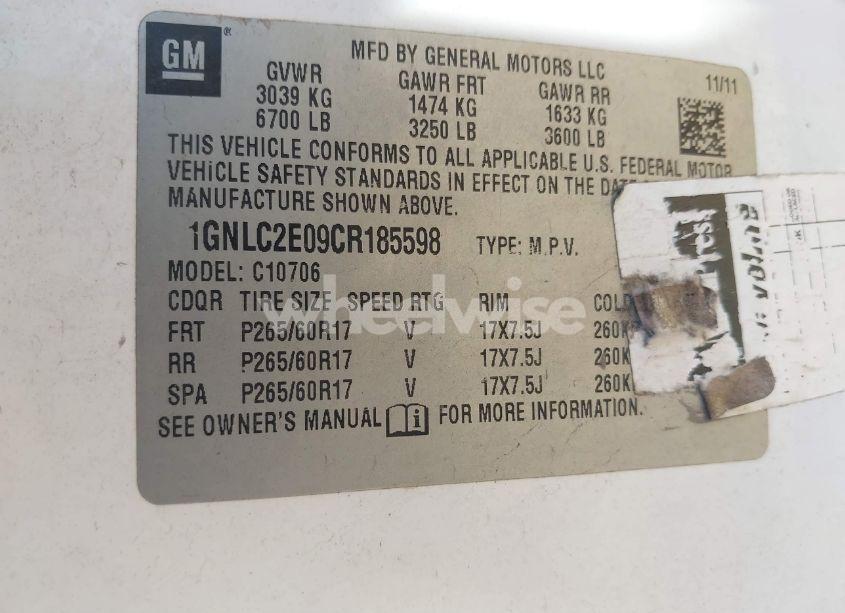 Photo 9 of 2012 Chevrolet Tahoe COMMERCIAL FLEET (VIN 1GNLC2E09CR185598)