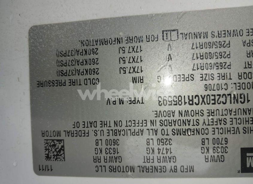 Photo 9 of 2012 Chevrolet Tahoe COMMERCIAL FLEET (VIN 1GNLC2E0XCR185593)