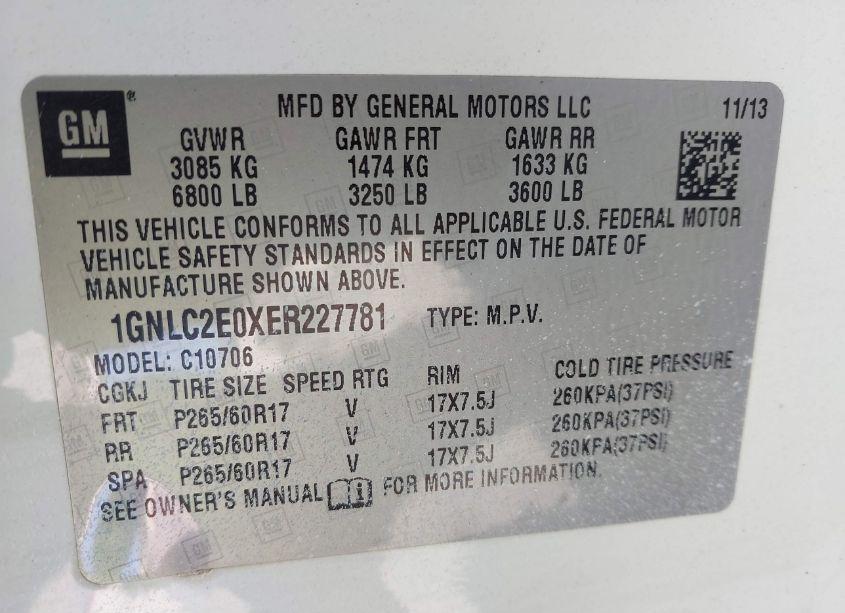 Photo 9 of 2014 Chevrolet Tahoe COMMERCIAL FLEET (VIN 1GNLC2E0XER227781)