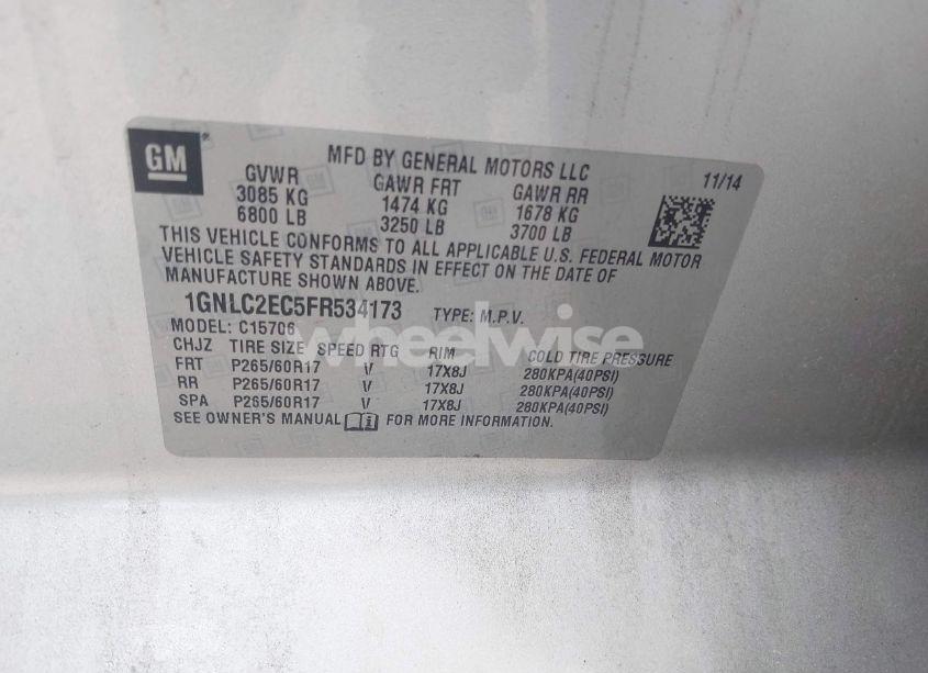 Photo 9 of 2015 Chevrolet Tahoe COMMERCIAL FLEET (VIN 1GNLC2EC5FR534173)