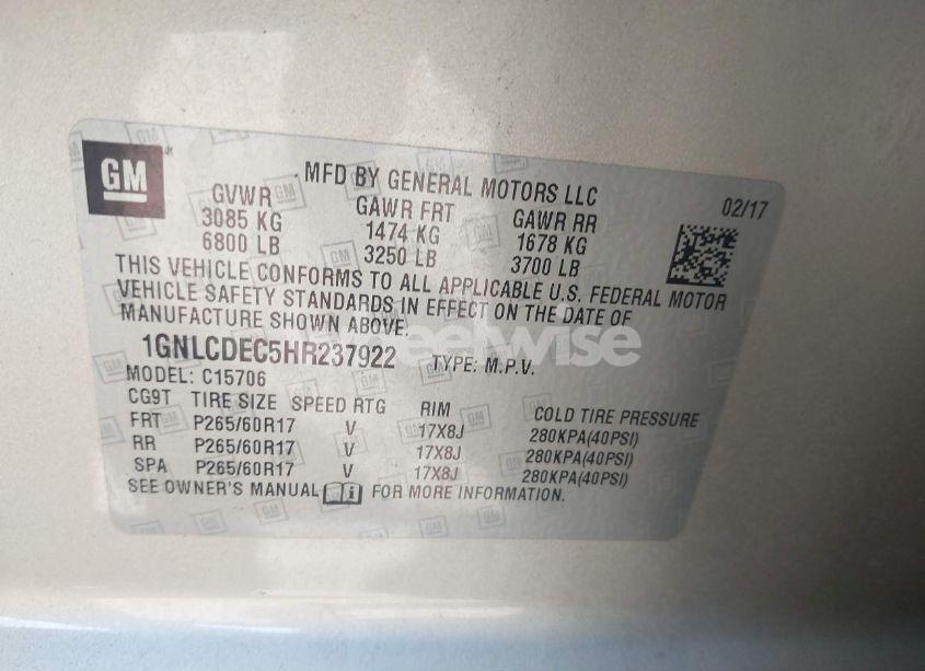 Photo 9 of 2017 Chevrolet Tahoe COMMERCIAL FLEET (VIN 1GNLCDEC5HR237922)