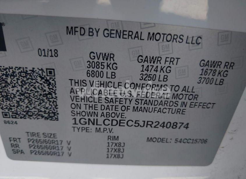 Photo 9 of 2018 Chevrolet Tahoe COMMERCIAL FLEET (VIN 1GNLCDEC5JR240874)