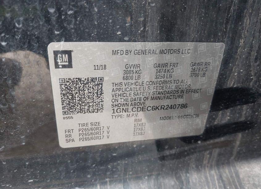 Photo 9 of 2019 Chevrolet Tahoe COMMERCIAL FLEET (VIN 1GNLCDEC6KR240786)