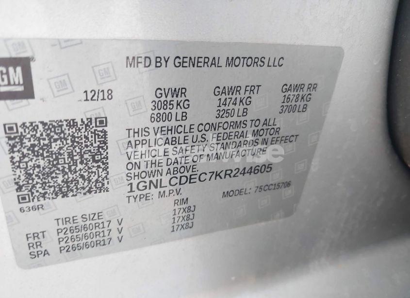 Photo 9 of 2019 Chevrolet Tahoe COMMERCIAL FLEET (VIN 1GNLCDEC7KR244605)