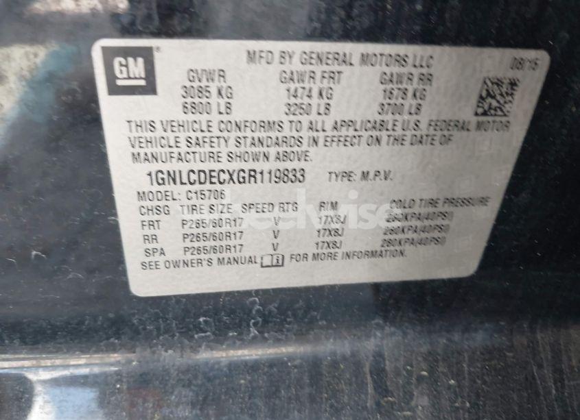 Photo 9 of 2016 Chevrolet Tahoe COMMERCIAL FLEET (VIN 1GNLCDECXGR119833)