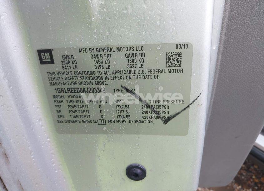 Photo 9 of 2010 Chevrolet Traverse LS (VIN 1GNLREED5AJ203349)