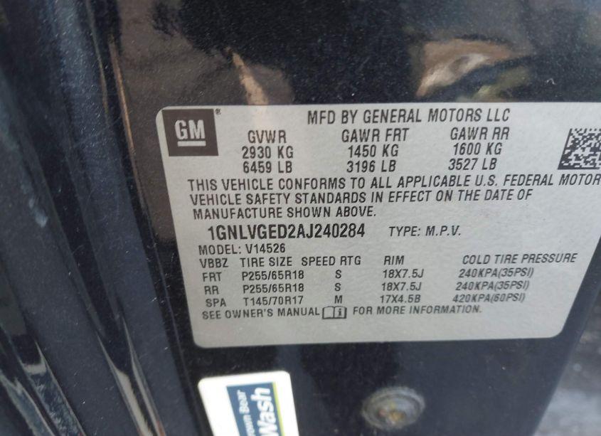 Photo 9 of 2010 Chevrolet Traverse LT (VIN 1GNLVGED2AJ240284)
