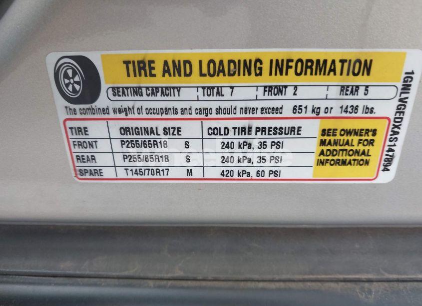 Photo 9 of 2010 Chevrolet Traverse LT (VIN 1GNLVGEDXAS147894)