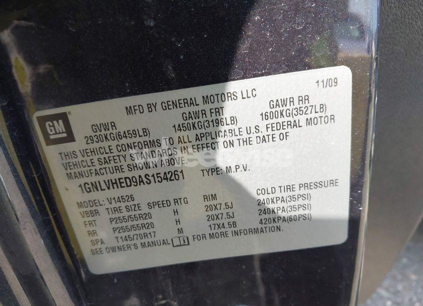 Photo 9 of 2010 Chevrolet Traverse LTZ (VIN 1GNLVHED9AS154261)