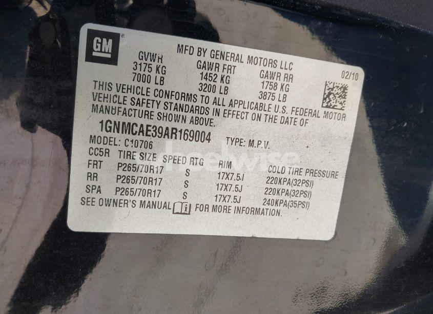 Photo 9 of 2010 Chevrolet Tahoe LS (VIN 1GNMCAE39AR169004)