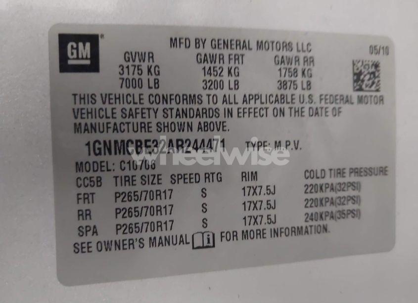 Photo 9 of 2010 Chevrolet Tahoe LT (VIN 1GNMCBE32AR244471)