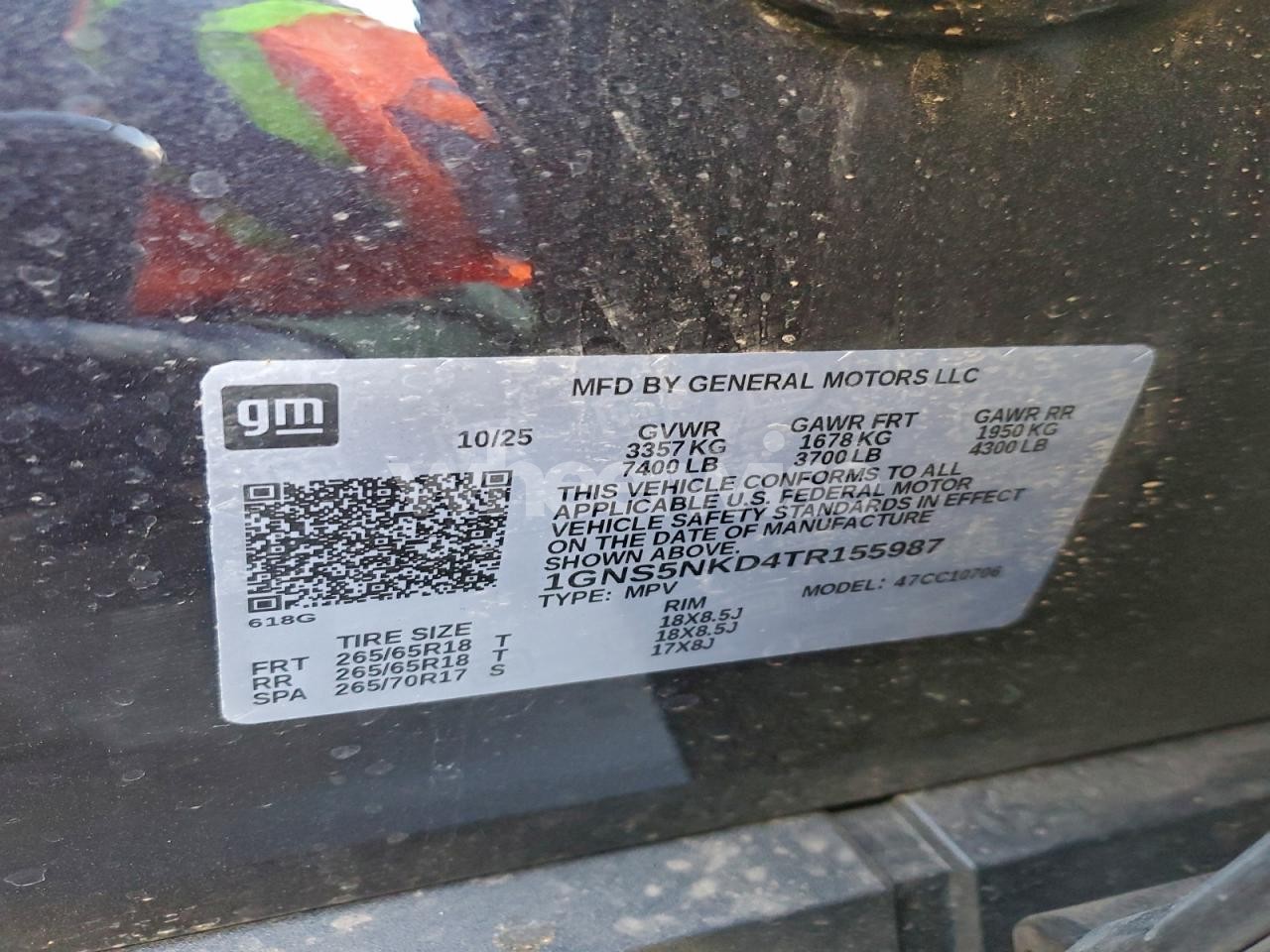 Photo 13 of 2026 CHEVROLET TAHOE C1500 LT (VIN 1GNS5NKD4TR155987)