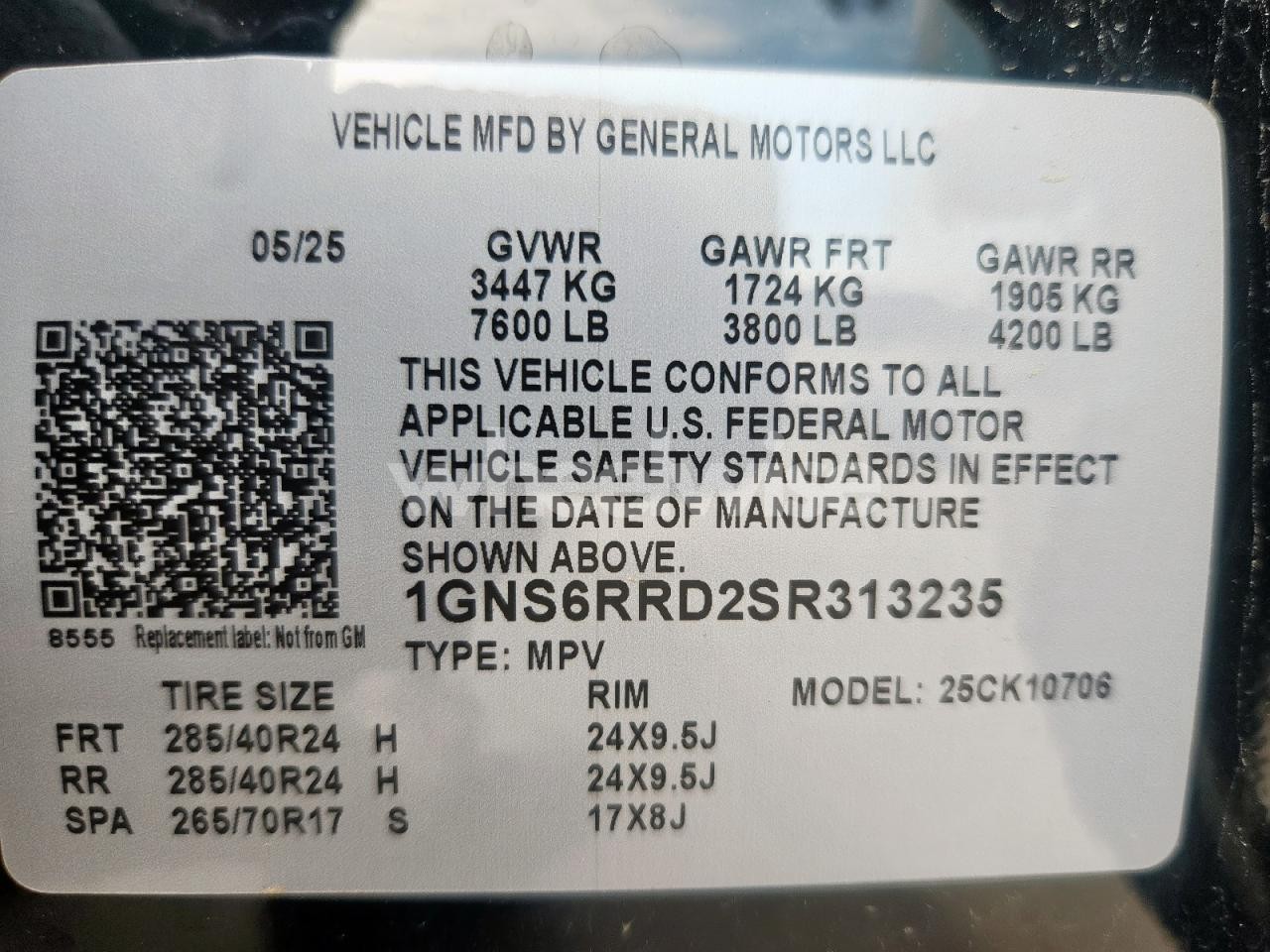 Photo 14 of 2025 CHEVROLET TAHOE K1500 RST (VIN 1GNS6RRD2SR313235)