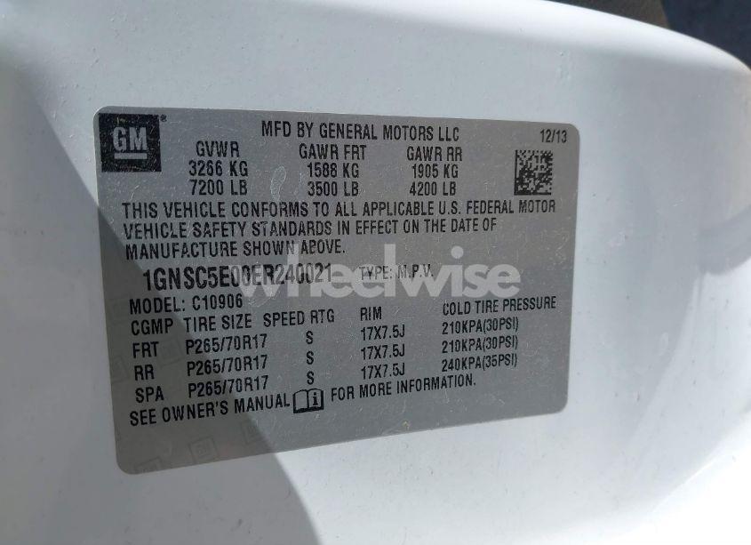 Photo 9 of 2014 Chevrolet Suburban 1500 COMMERCIAL FLEET (VIN 1GNSC5E00ER240021)