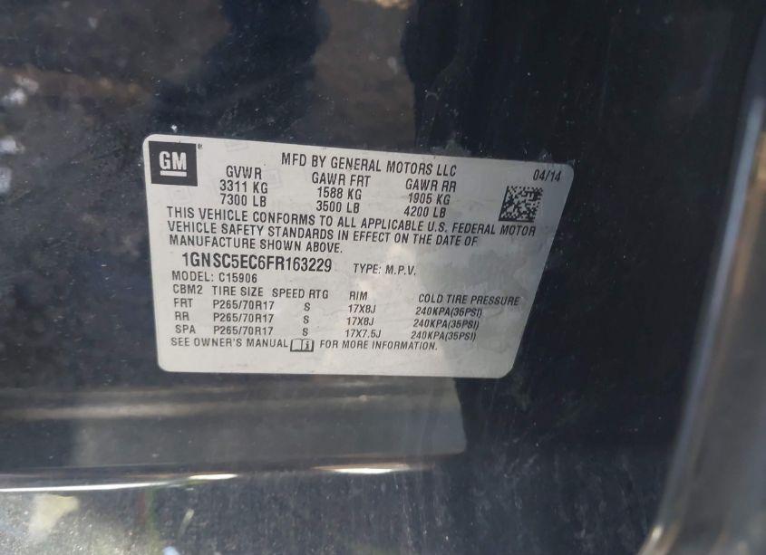 Photo 9 of 2015 Chevrolet Suburban 1500 COMMERCIAL FLEET (VIN 1GNSC5EC6FR163229)