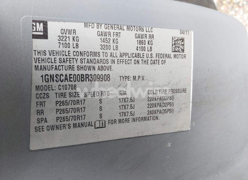 Photo 9 of 2011 Chevrolet Tahoe LS (VIN 1GNSCAE00BR309908)