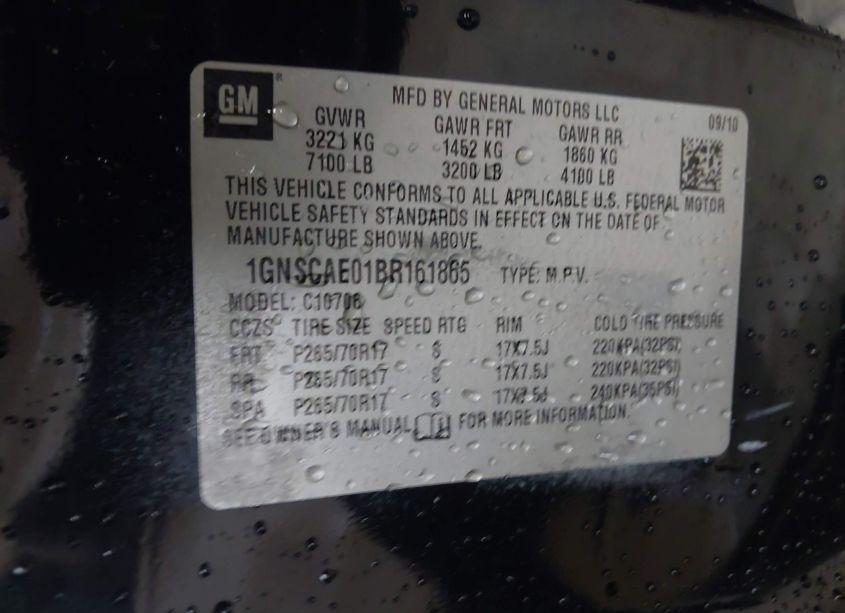 Photo 9 of 2011 Chevrolet Tahoe LS (VIN 1GNSCAE01BR161865)