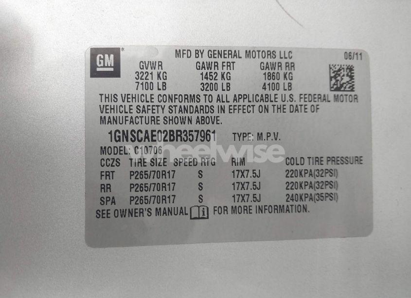 Photo 9 of 2011 Chevrolet Tahoe LS (VIN 1GNSCAE02BR357961)