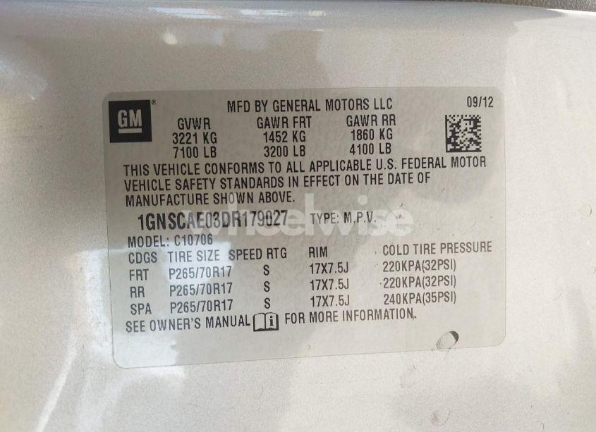 Photo 9 of 2013 Chevrolet Tahoe LS (VIN 1GNSCAE03DR179027)