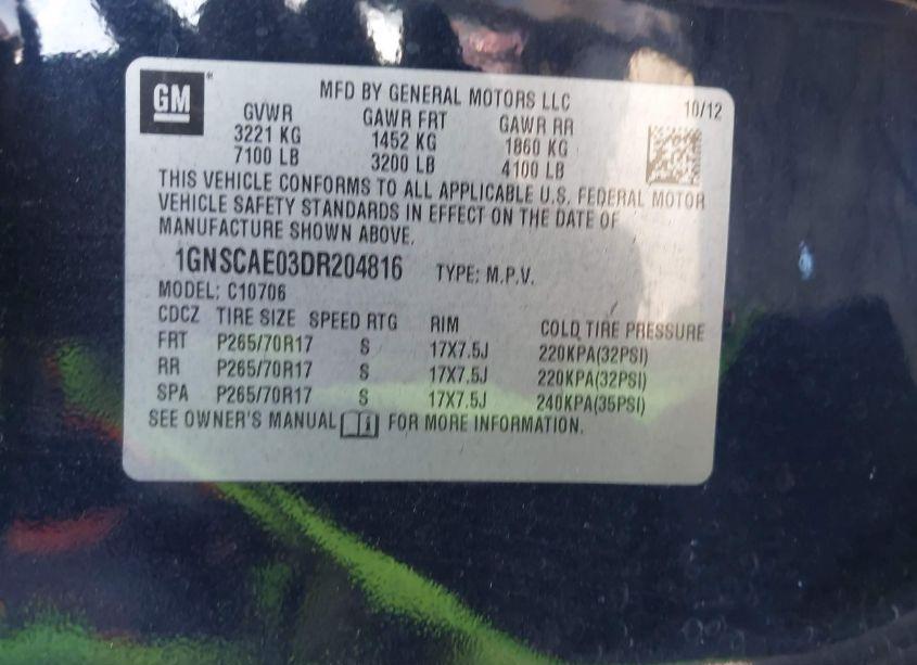 Photo 9 of 2013 Chevrolet Tahoe LS (VIN 1GNSCAE03DR204816)