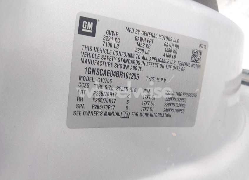 Photo 9 of 2011 Chevrolet Tahoe LS (VIN 1GNSCAE04BR101255)